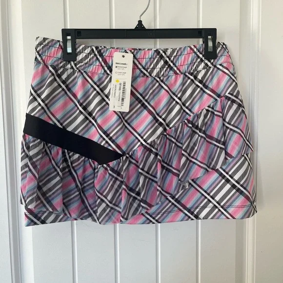 Lucky in Love Pink and Blue Ruffled A-Line Skirt - Picture 4 of 7